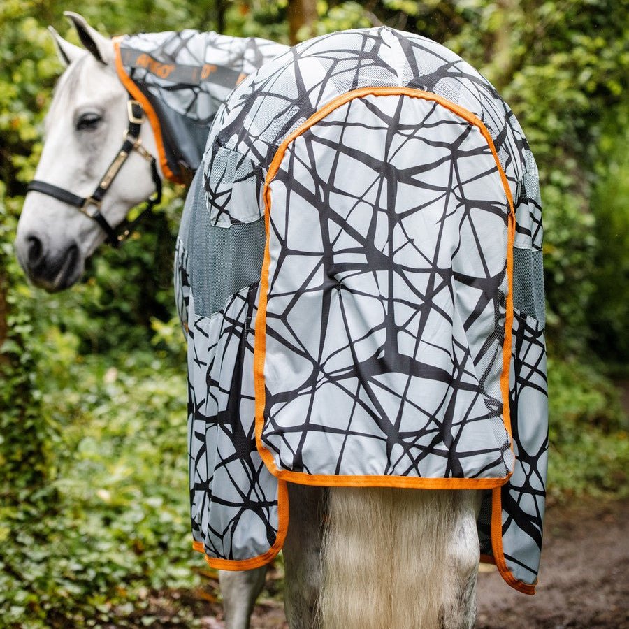 Horseware - Amigo CamoFly Plus Insektdækken m. aftagelig hals - Grå/Orange - animondo.dk - AFRRK1 - J5S0 - 60