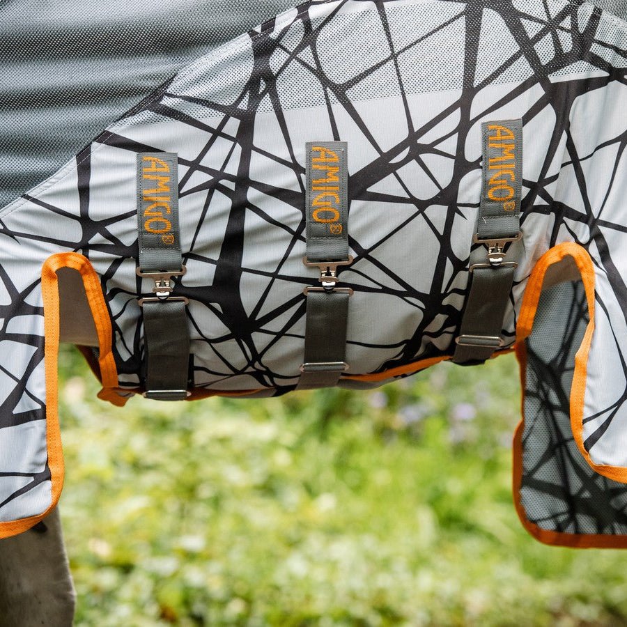 Horseware - Amigo CamoFly Plus Insektdækken m. aftagelig hals - Grå/Orange - animondo.dk - AFRRK1 - J5S0 - 60