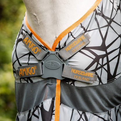Horseware - Amigo CamoFly Plus Insektdækken m. aftagelig hals - Grå/Orange - animondo.dk - AFRRK1 - J5S0 - 60