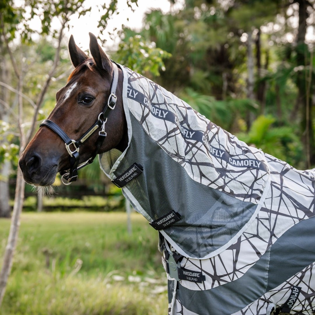 Horseware - Amigo CamoFly Plus Insektdækken m. aftagelig hals - Mønster/Grå - animondo.dk - AFRRK1 - I7BI - 66