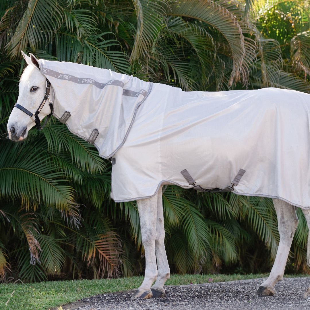 Animondo Horseware - Amigo Integrierte Insektendecke - Grau/Silber – animondo.dk