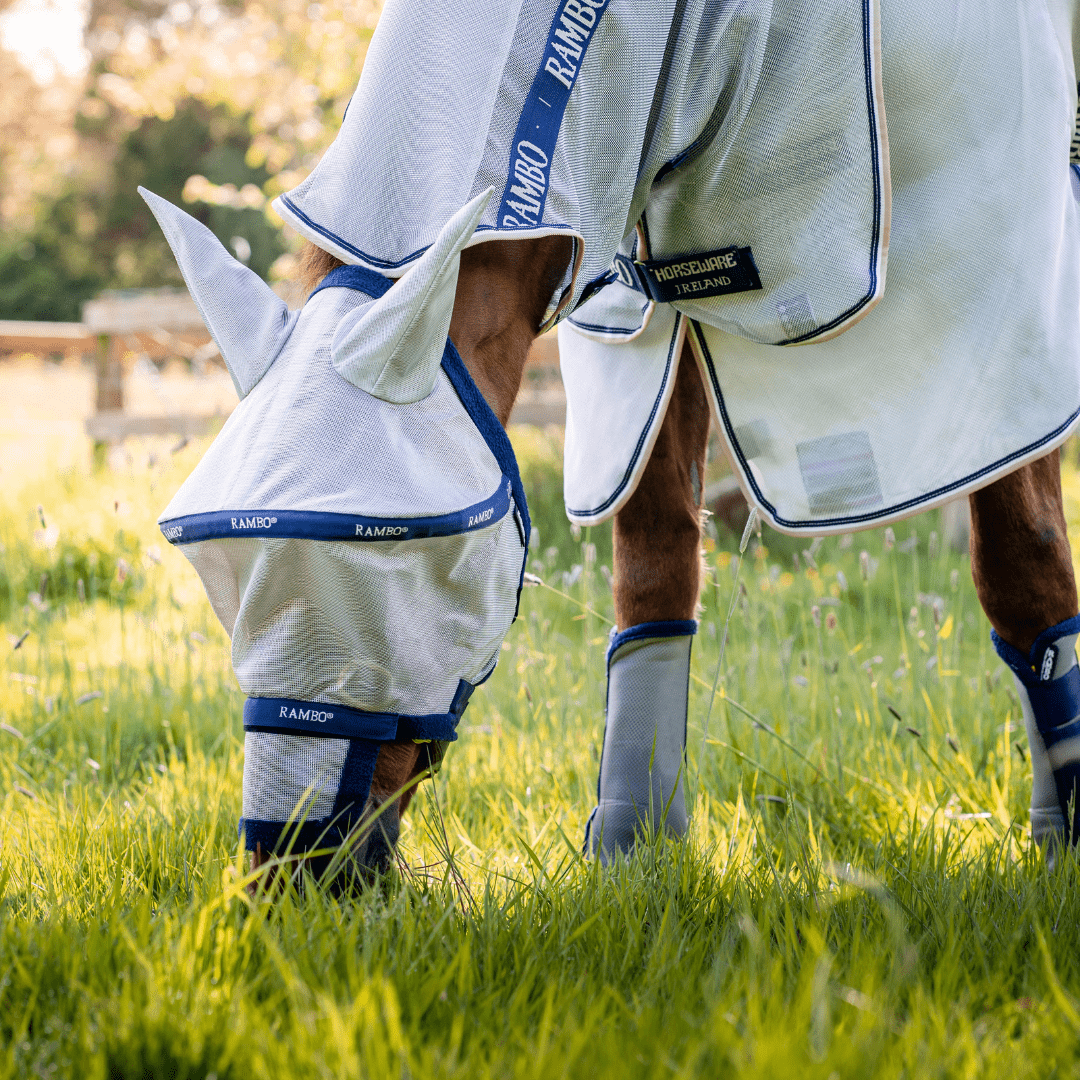 Horseware - Rambo Fluemaske - Sølv/Navy - animondo.dk - DMAF15 - IB00 - SP