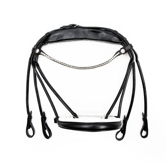 Finesse Bridles Cassidy Kandar, rundsyet m. bredt næsebånd - sort/hvid/sølv - animondo.dk