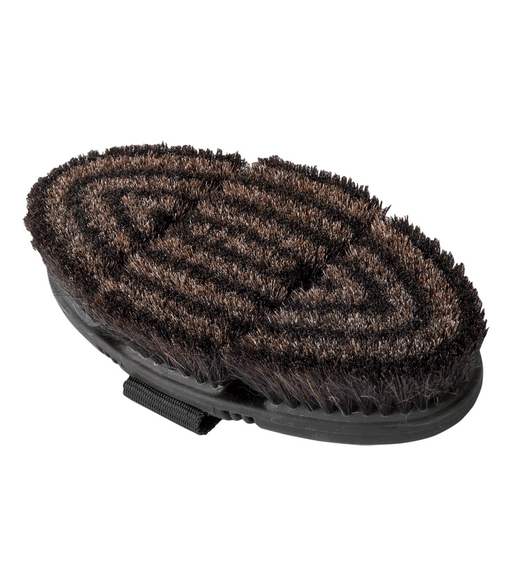 Waldhausen Flex body brush, brown horse hair bristles, black/grey - animondo.dk