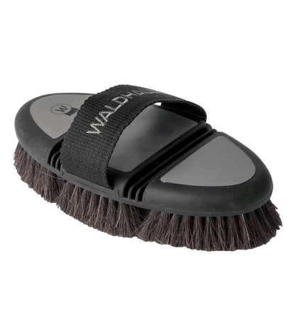 Waldhausen Flex body brush, brown horse hair bristles, black/grey - animondo.dk